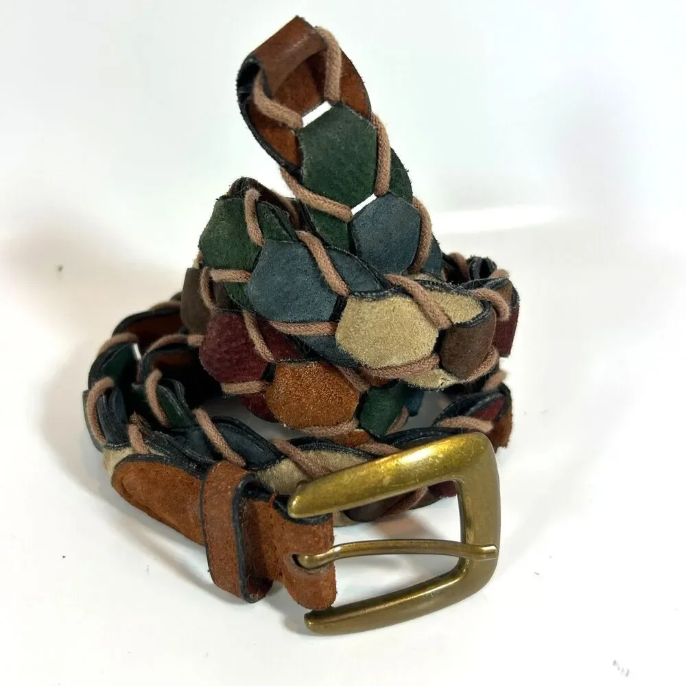 St. John's Bay Braided Suede Leather Multi-Color Belt Large Hippie Granola